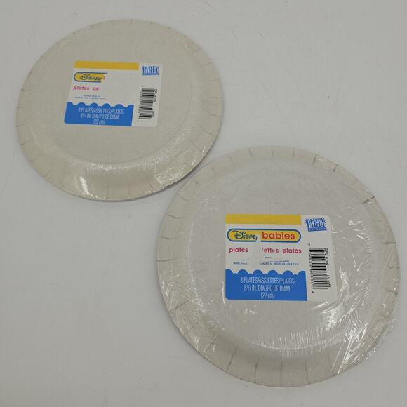 2 Vintage Disney Babies Mickey Minnie PAPER PLATES 1st Birthday Party Deadstock - Picture 2 of 6